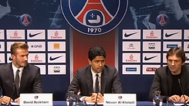 David Beckham lors de la conférence de presse du PSG le 31 janvier 2013.