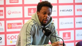 Gaël Monfils lors d'une conférence de presse avant le tournoi de Montpellier, le 29 janvier 2024
