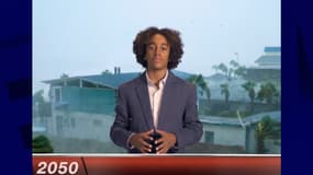 Noam, 11 ans, présente le bulletin météo en français qui sera diffusé sur France 2 et France 3.