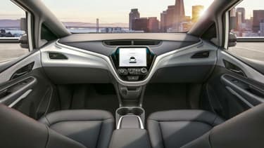 L'intérieur de la Chevrolet Bolt, sans volant ni pédale