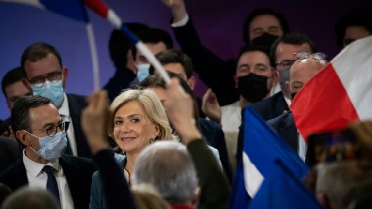Valérie Pécresse, candidate LR à la présidentielle, lors d'une réunion publique à Mouilleron-le-Captif, le 17 février 2022 en Vendée