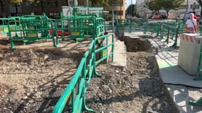 Les travaux d'extension du T6 à Villeurbanne, en octobre 2023.