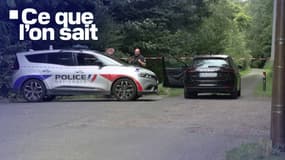 Des policiers près de l'endroit où a été retrouvé le corps d'une personne non identifiée, lundi 4 août, dans la matinée à Pont-de-Metz, dans la Somme