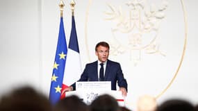 Emmanuel Macron lors de son discours devant les ambassadeurs de France à l'Élysée, le 1er septembre 2022.