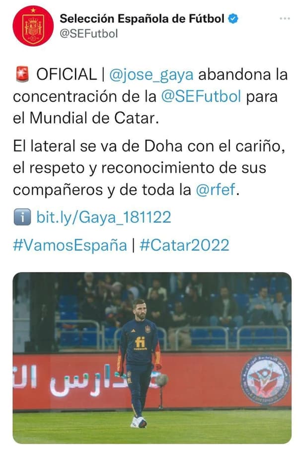 Le tweet effacé de la fédération espagnole