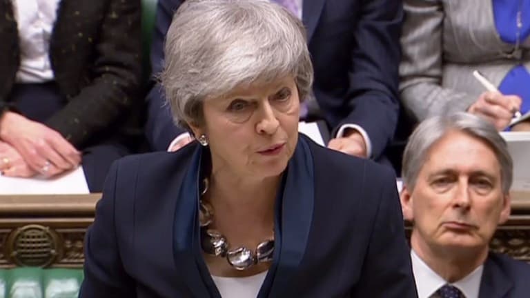 La Première ministre britannique Theresa May devant la Chambre des Communes mardi 26 février.