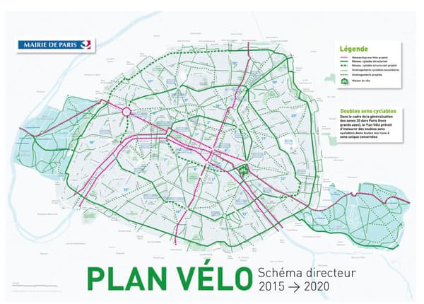 Schéma issu du plan vélo de la ville de Paris, présenté au printemps 2015.