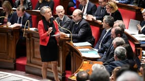 La Première ministre Elisabeth Borne pendant la séance de questions au gouvernement, le 28 mars 2023 à l'Assemblée nationale