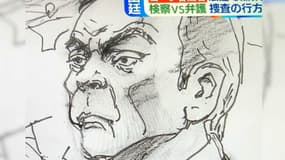 Dessin de presse. Carlos Ghosn ce mardi lors de sa comparution devant le tribunal de Tokyo.