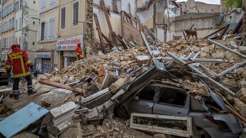 Les décombres rue d'Aubagne, où deux immeubles se sont effondrés le 5 novembre.