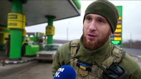 Viktor, membre d'une unité d'artillerie ukrainienne mobilisée à Soledar, le 15 janvier 2022.