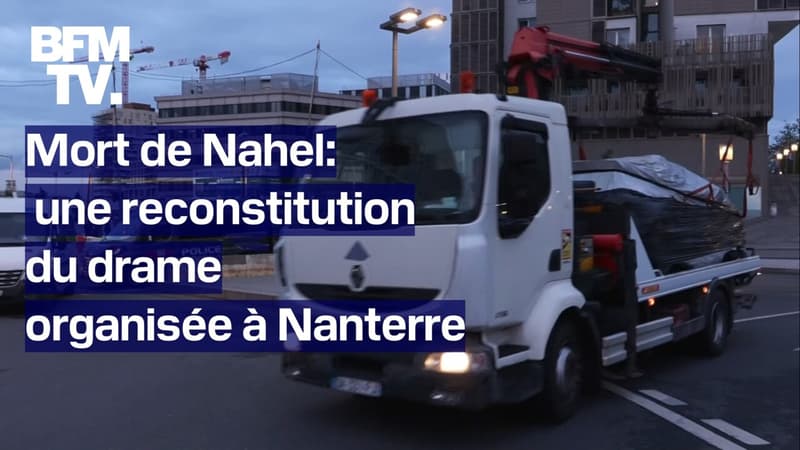 Regarder la vidéo Mort de Nahel: une reconstitution du drame organisée à Nanterre 