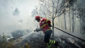 Un pompier lutte contre un incendie, le 20 juin 2017 à Pedrograo Grande, au Portugal