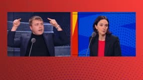 Le député LFI Louis Boyard et Barbara Lefebvre le 19 mars 2024 sur le plateau des Grandes Gueules