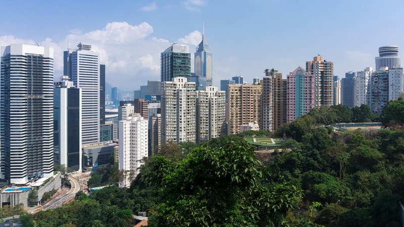 Vue lointaine de Hong Kong
