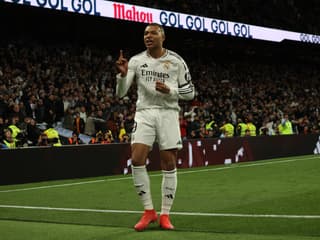 La célébration de Kylian Mbappé après son but contre le Celta Vigo (5-2), le 16 janvier 2025