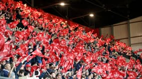 Le public brestois au stade Francis-Le Blé lors de Brest-OM (1-0, L1), le 18 février 2024