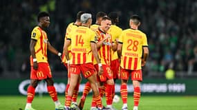 La joie des joueurs de Lens qui célèbrent l'ouverture du score, 19 octobre 2024