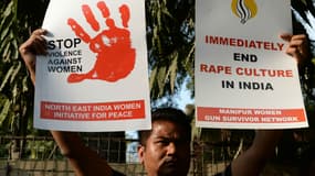 Manifestation contre les violences faites aux femmes, le 21 février 2017 à New Delhi en Inde