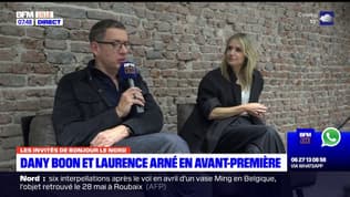Laurence Arné et Dany Boon parlent de la "fête" tenue à Lens pour l'avant-première du film "La Famille Hennedricks" 