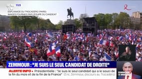 En plein meeting d'Éric Zemmour au Trocadéro, la foule scande "Macron, assassin !"