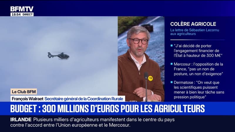 300 millions d'euros pour les agriculteurs: pour François Walraet, secrétaire général de la Coordination Rurale, "ça ne suffit pas pour calmer la colère"