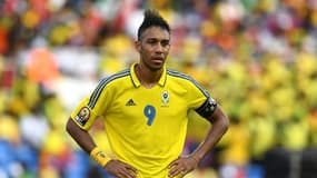 Le capitaine du Gabon Pierre-Emerick Aubameyang, lors d'un match de la CAN le 14 janvier 2017 à Libreville, est forfait pour l'édition en cours au Cameroun 