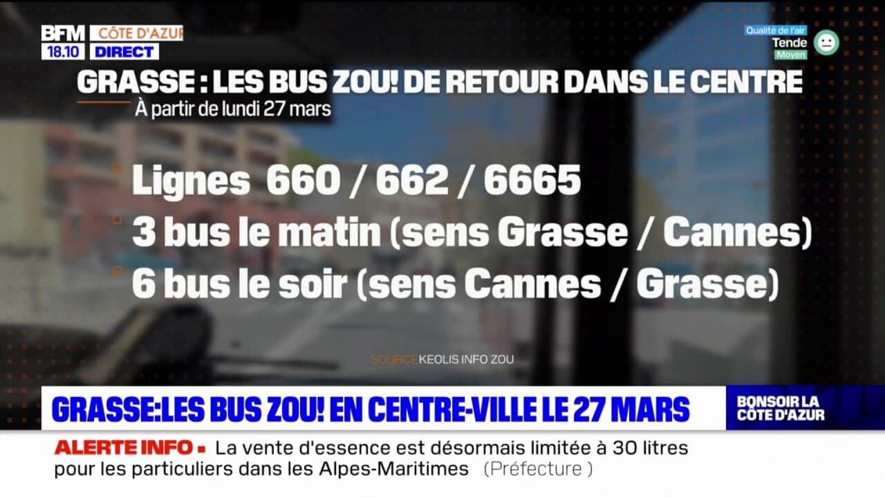 Grasse les bus Zou! en centreville le 27 mars