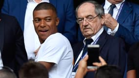 Kylian Mbappé avec Noël Le Graët, à Lyon le 7 juillet 2019