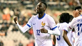 Randal Kolo Muani célèbre un but avec la France contre la Belgique en Ligue des nations, le 14 octobre 2024 