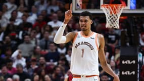 Victor Wembanyama lors de la défaite de San Antonio à Miami (116-104), le 7 février 2024