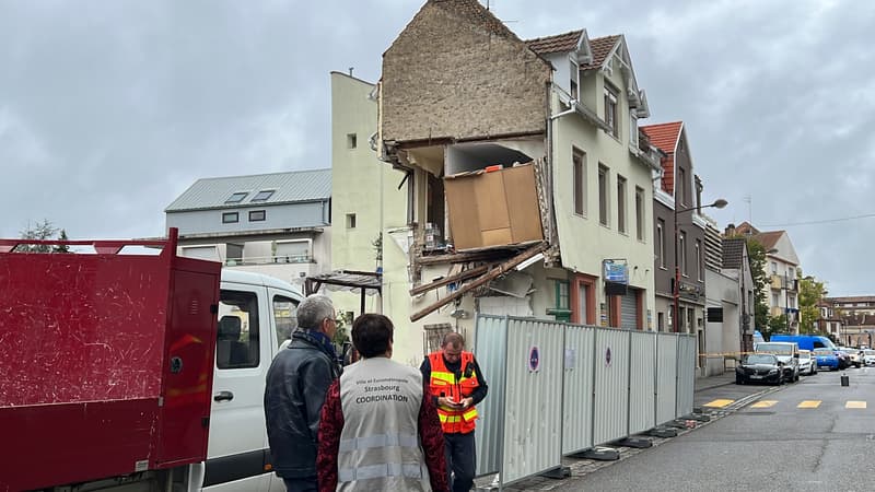 Un commerce de dépannage partiellement effondré à Strasbourg (Bas-Rhin) le 24 octobre 2023.