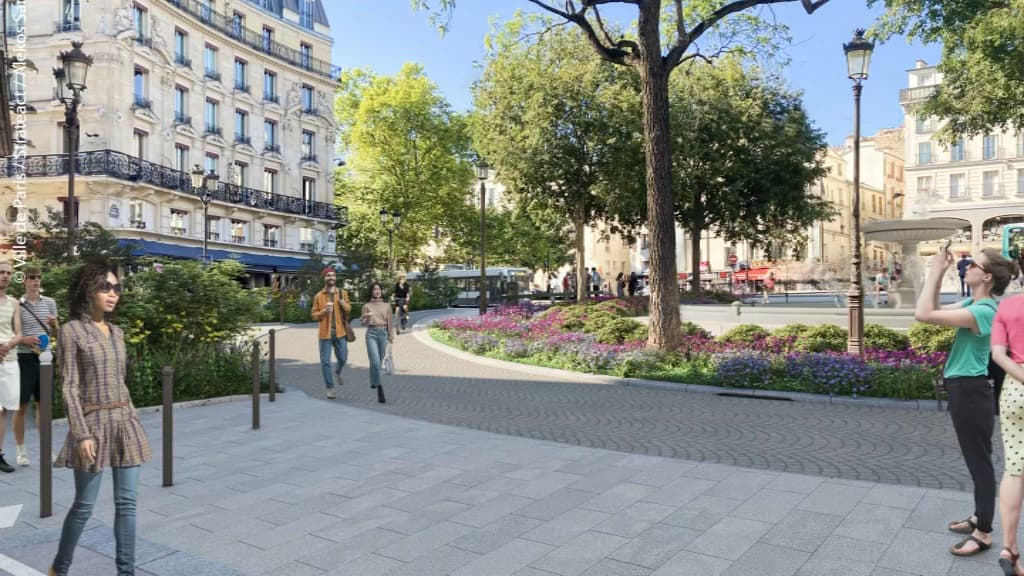 Illustration du réaménagement prévu de la place Pigalle avant les Jeux olympiques de Paris.