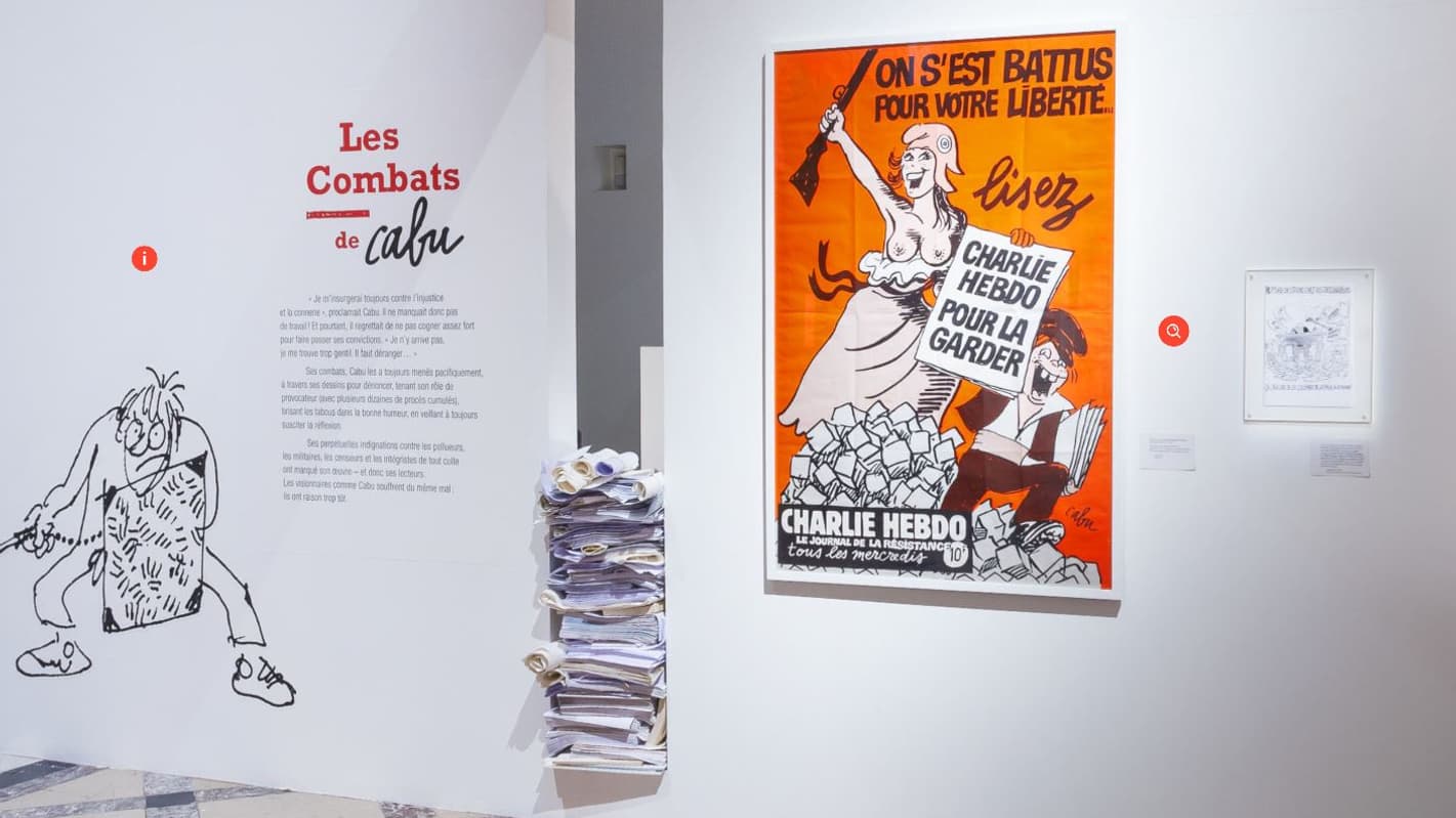 Visite virtuelle de l'exposition Le Rire de Cabu, à l'Hôtel de ville de Paris.