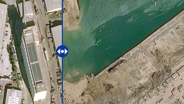 Beyrouth, les dégâts vus depuis un satellite. Beyrouth, les dégâts vus depuis un satellite.