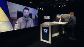 Volodymyr Zelensky en duplex sur BFMTV le 20 avril 2022. 