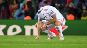 Haris Seferovic après son raté lors du match Barça-Benfica, à Barcelone le 23 novembre 2021