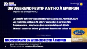 Embrun: le collectif No JO! organise un week-end festif