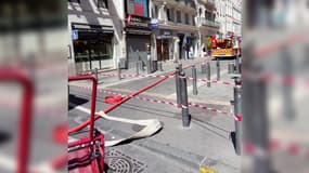 Une partie de la rue Saint-Ferréol de Marseille, fermée au public, après le signalement d'une fumée suspecte le mercredi 9 août 2023.
