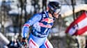 Le skieur français Cyprien Sarrazin après sou doublé sur la descente de Kitzbühel