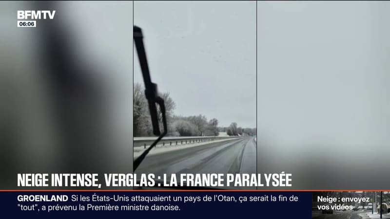 Pagaille sur les routes après les chutes de neige en région parisienne et dans l'ouest de la France