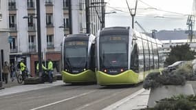 Des tramways à Brest (Finistère).