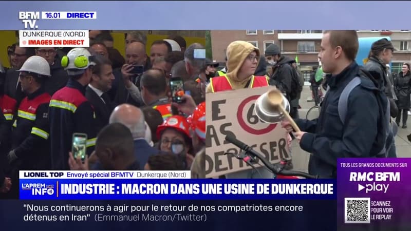 Emmanuel Macron à Dunkerque: les casseroles des manifestants tenues à distance du président