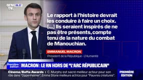Pour Emmanuel Macron, le Rassemblement National ne s'inscrit pas dans "l'arc républicain"