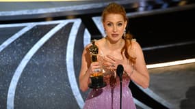 Jessica Chastain recevant l'Oscar de la meilleure actrice le 28 mars 2022