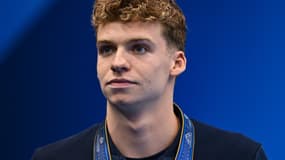 Le nageur français Léon Marchand à Fukuoka aux championnats du monde, 27 juillet 2023