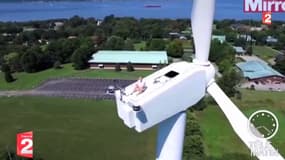 Zapping TV : Il fait une séance de bronzage au sommet d’une éolienne