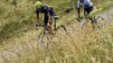 Alejandro Valverde devant Nairon Quintana, son coéquipier chez Movistar