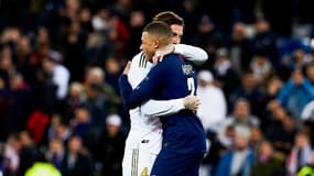 Sergio Ramos et Kylian Mbappé lors d'un match entre le PSG et le Real 