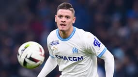 L'attaquant portugais, Vitinha, pendant un match de l'OM en janvier 2024
